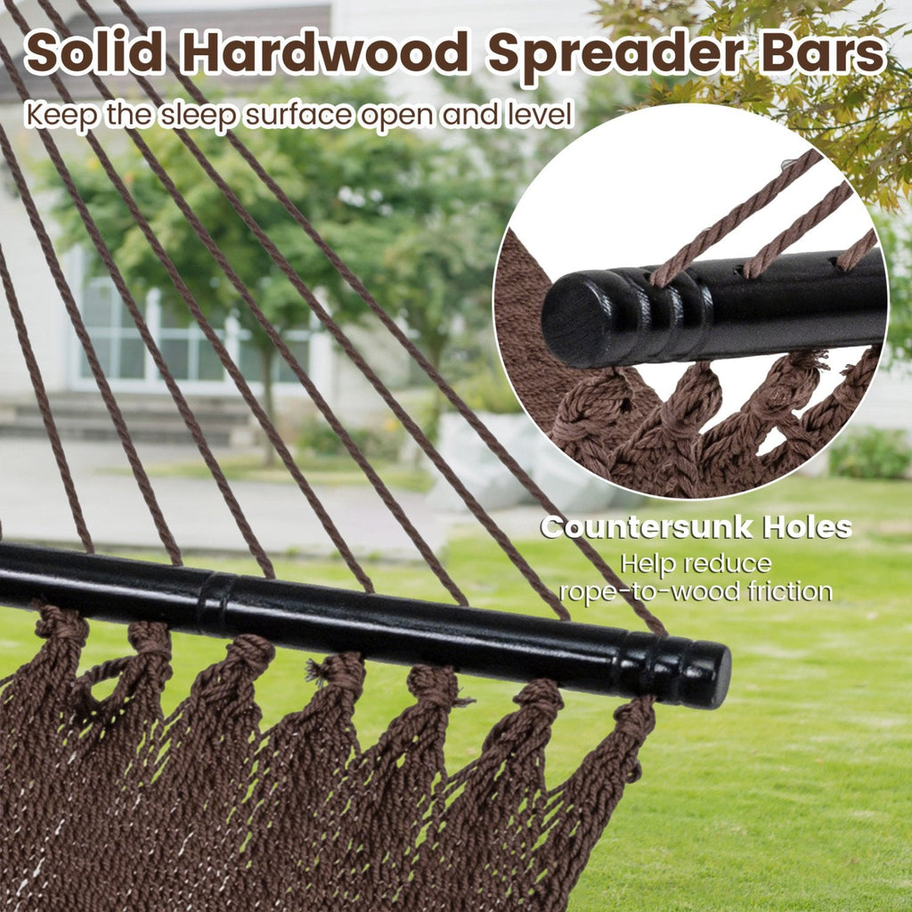 Caribbean Hammock with Spreader Bar for Patio Poolside-Brown