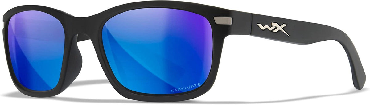 Wiley X WX Helix Sunglasses with Captivate Polarized Blue Mirror Lenses and Matte Black Frame