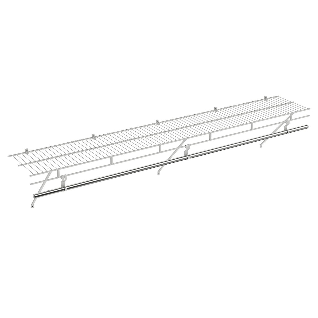 Closet Shelves Wall Mounted with Hanging Rod for Laundry Room