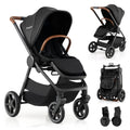 Convertible Travel Baby Stroller with Car Seat Adapters-Black