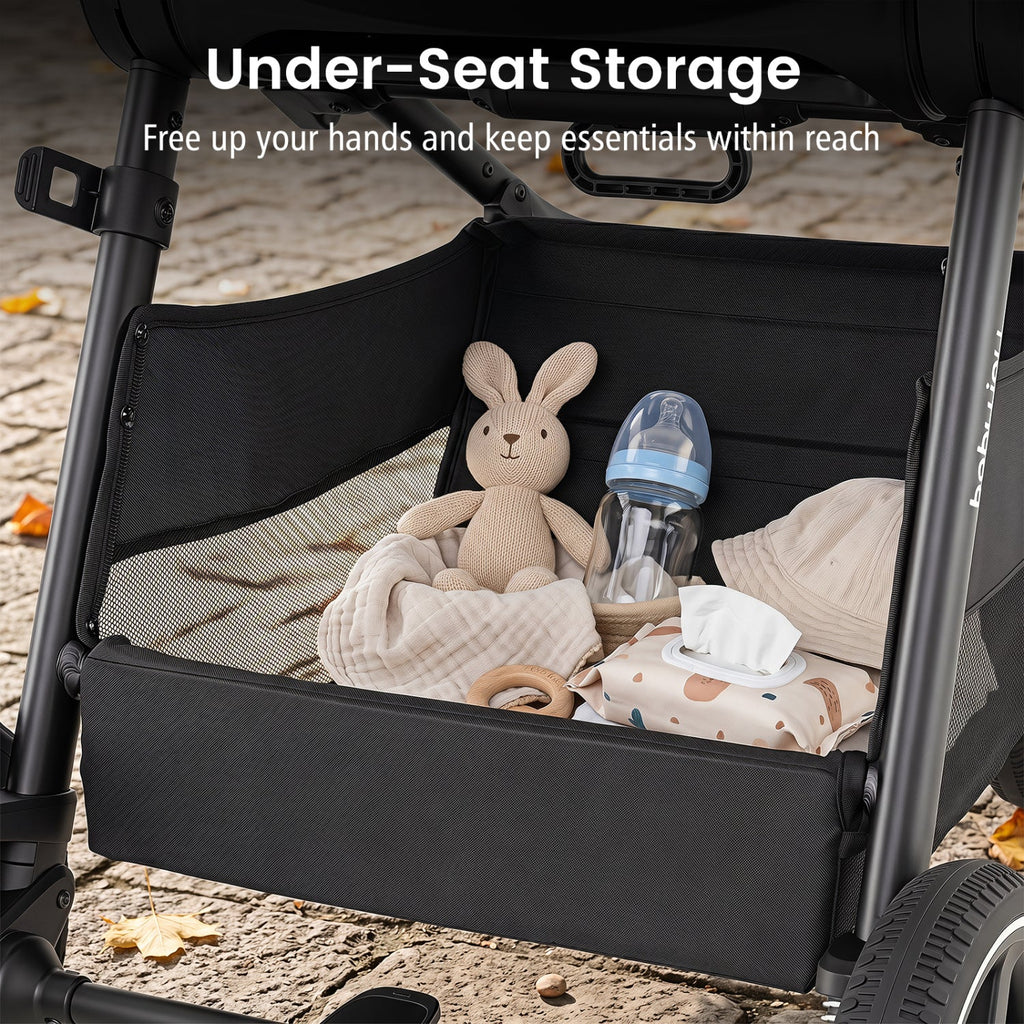 Convertible Travel Baby Stroller with Car Seat Adapters-Black