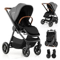 Convertible Travel Baby Stroller with Car Seat Adapters-Gray