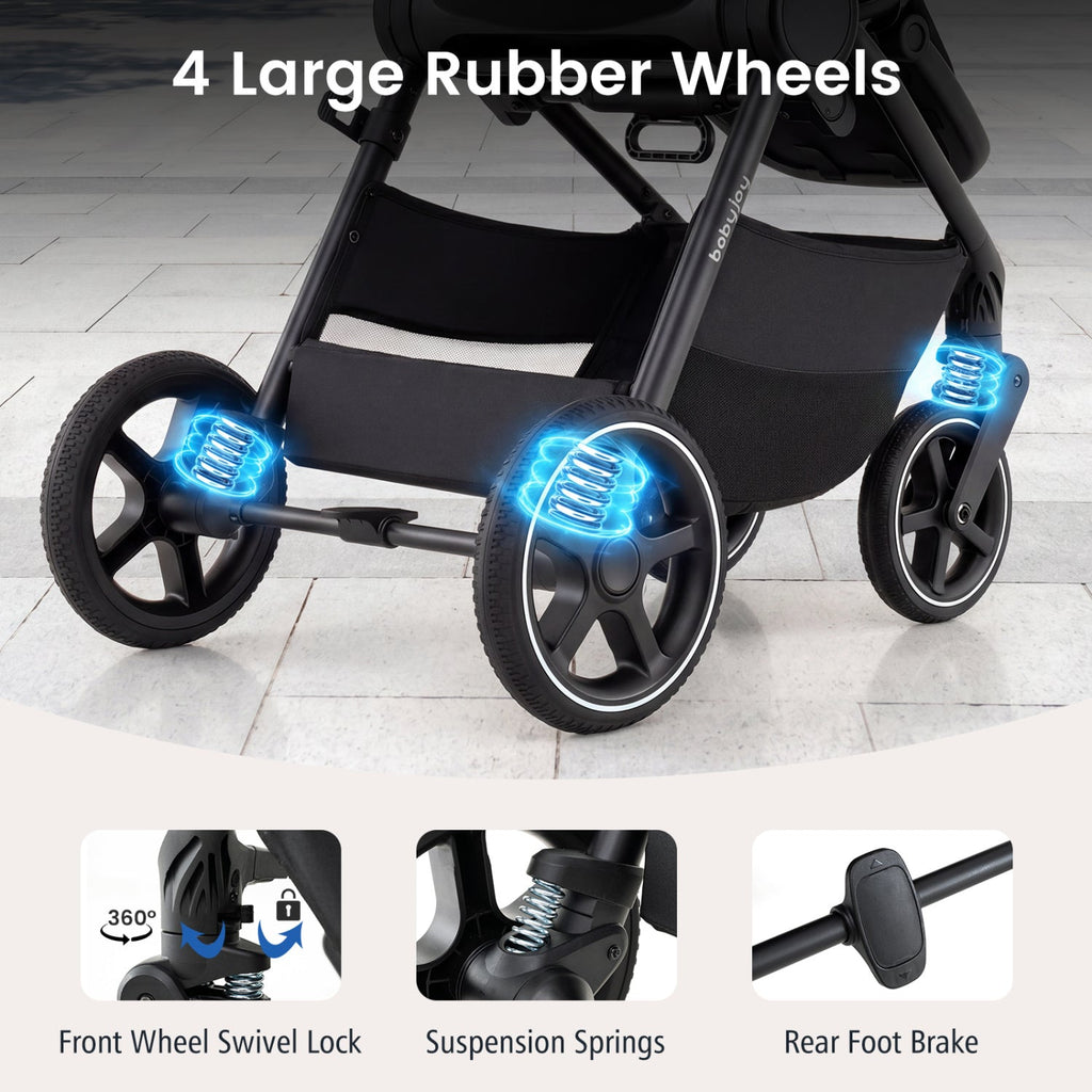 Convertible Travel Baby Stroller with Car Seat Adapters-Gray