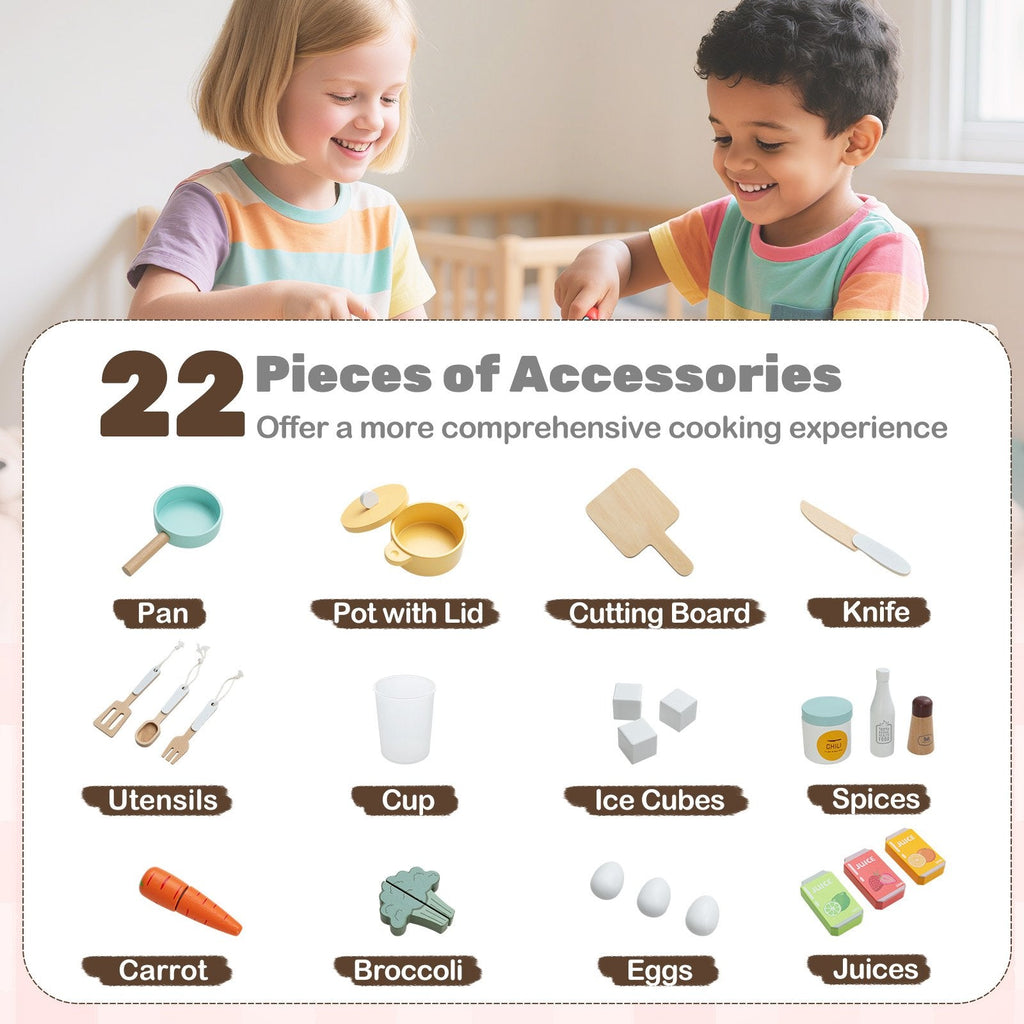 Corner Play Kitchen with Lights and Sounds for Ages 3+-Brown