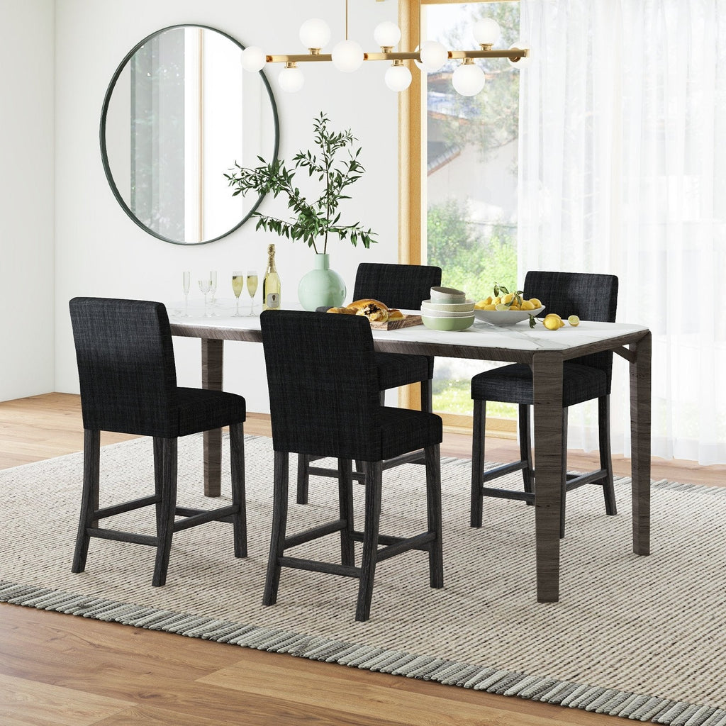 Set of 2 Counter Height Bar Stools in Charcoal with Thick Cushions, 24.5 Inch Seat