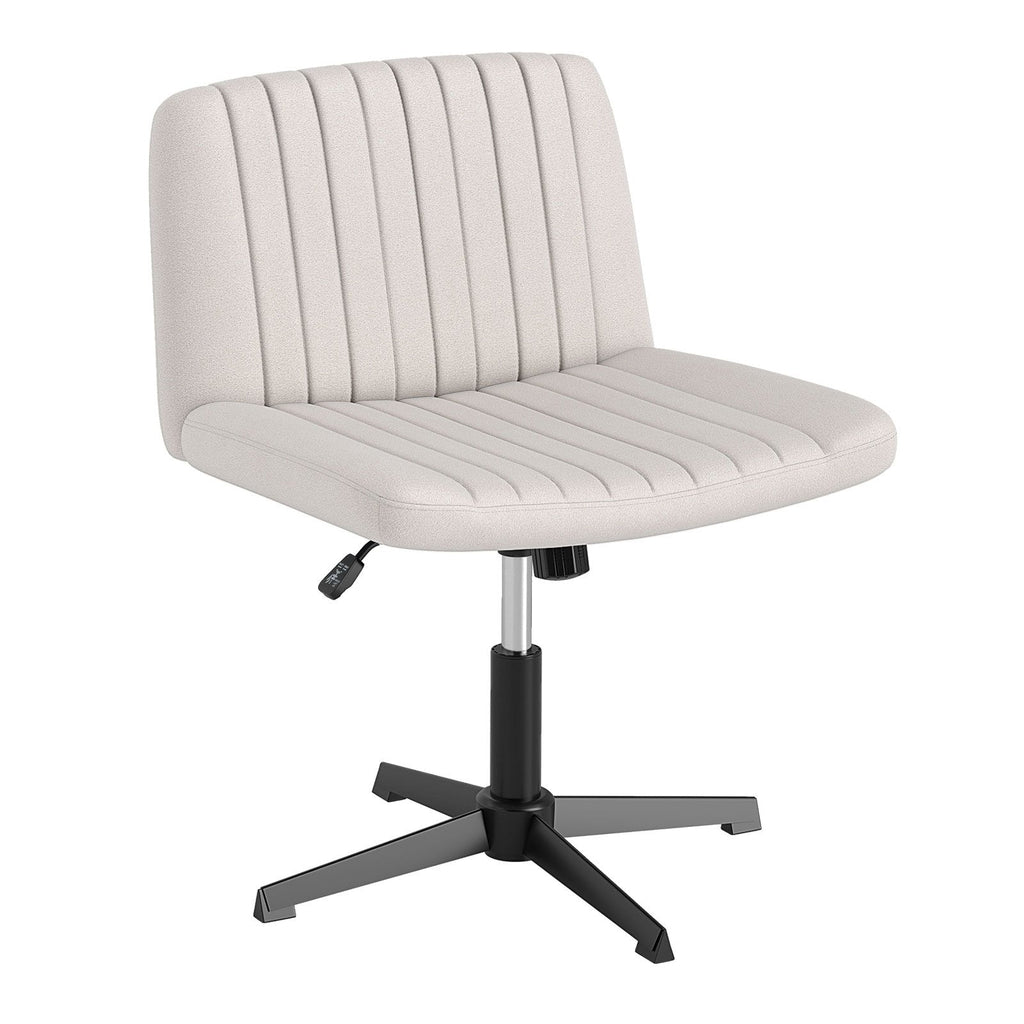 Criss Cross-Legged Swivel Desk Chair No Wheels-Beige