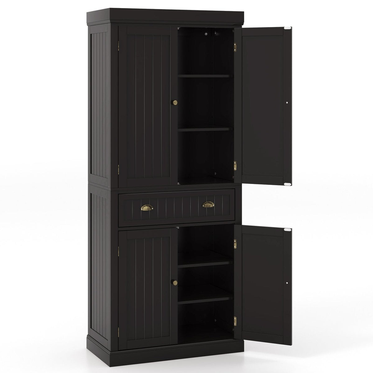 Cupboard Freestanding Kitchen Cabinet w/ Adjustable Shelves-Dark Brown