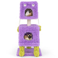 44 Inch Purple Monster Cat Tower with a Lift Off Condo Roof and Two Dens