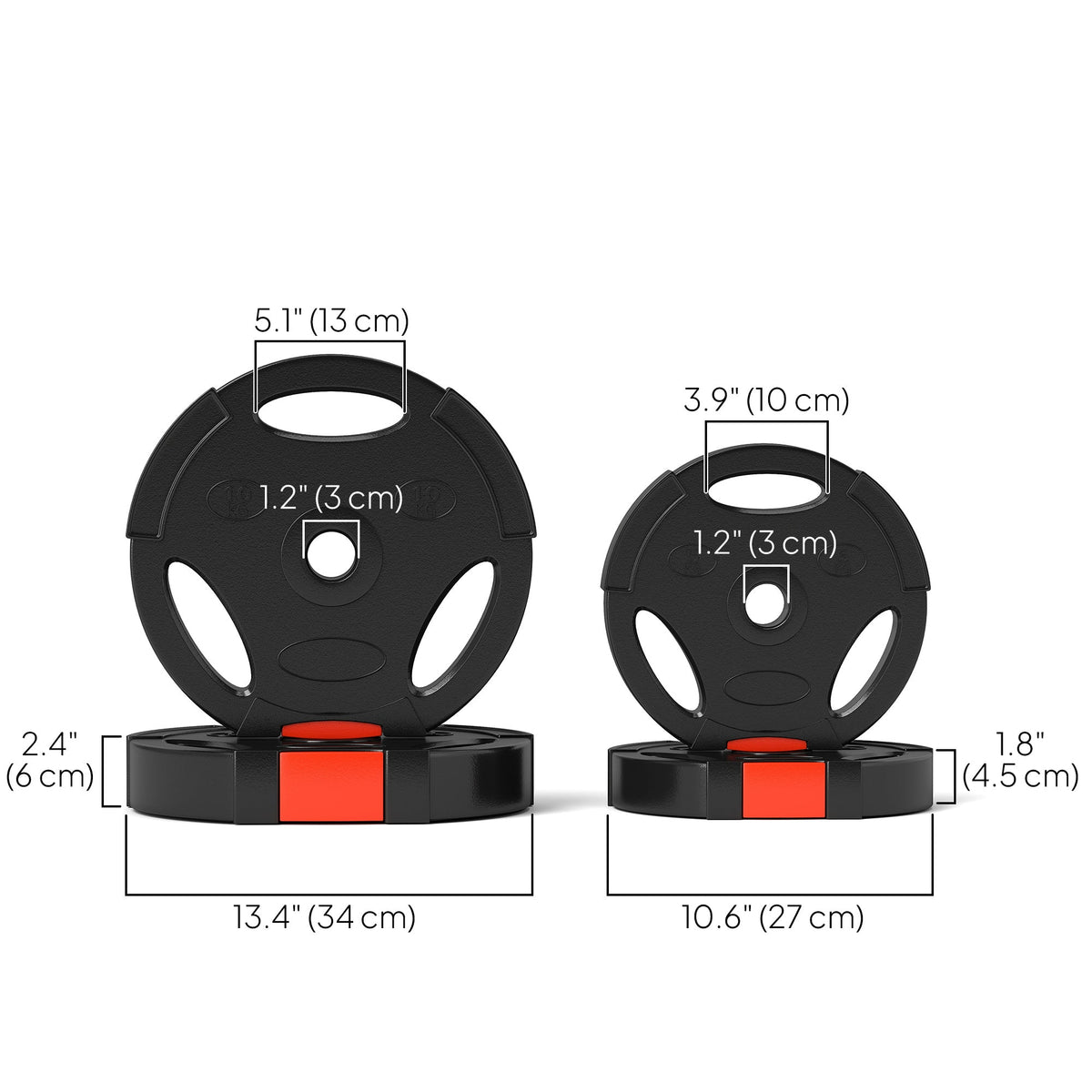 1-Inch Weight Plates, Barbell Weights Set for Weightlifting and Strength Training, 2 x 11lbs + 2 x 5.5lbs