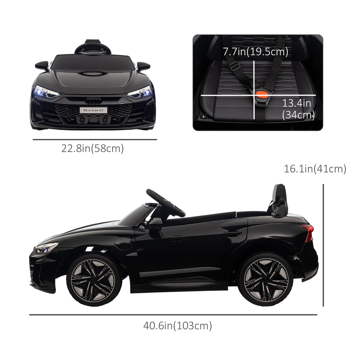 Ride-On Toy On Car with Remote Control, 12V 3.1 MPH Electric Ride for Kids w/ Suspension System, Horn Honking, Black