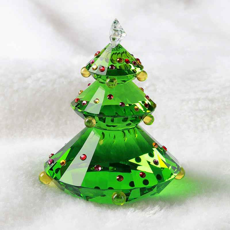 Christmas Gift Crystal Christmas Tree Ornament – Handmade Green Glass Holiday Decor, 50mm