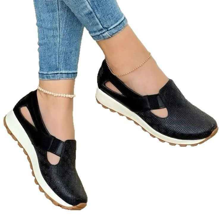 Plus-size Womens Shoes Korean-style Chunky-soled Versatile Slip-on Casual Flats