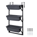 Deck Railing Planter Boxes with Adjustable Brackets & 3-Tier Design for Porch Patio-Black