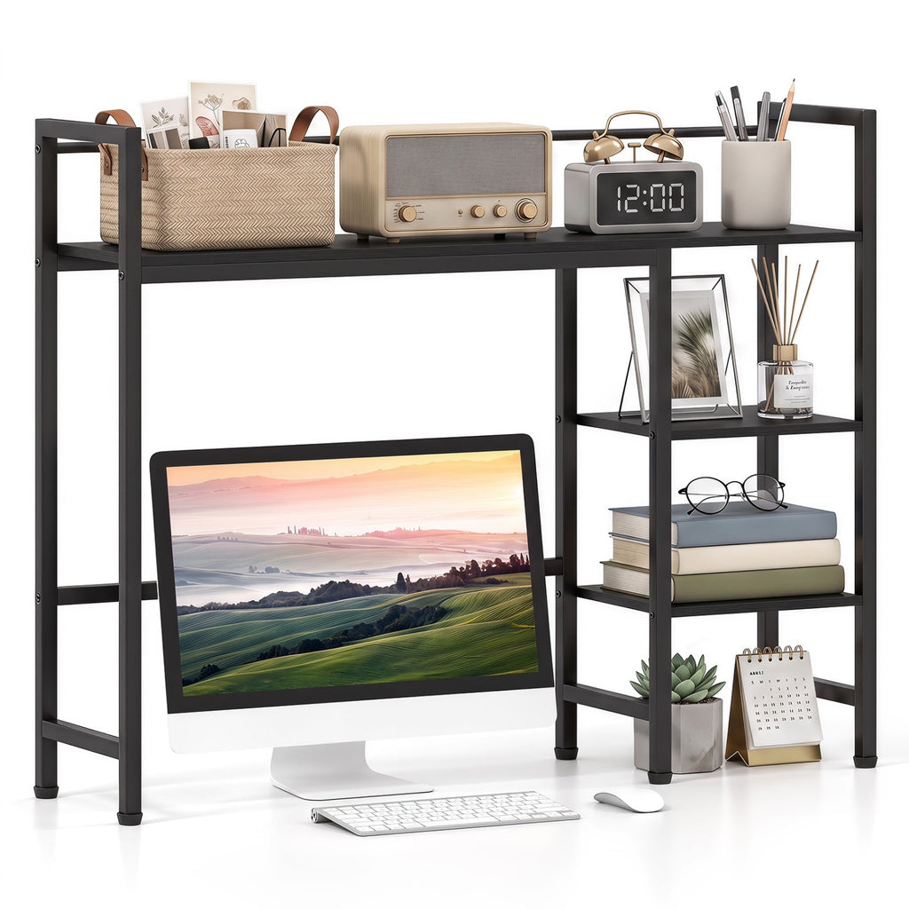Desktop Bookshelf 38.5 inches W with Storage Display Rack for Home Office-Black