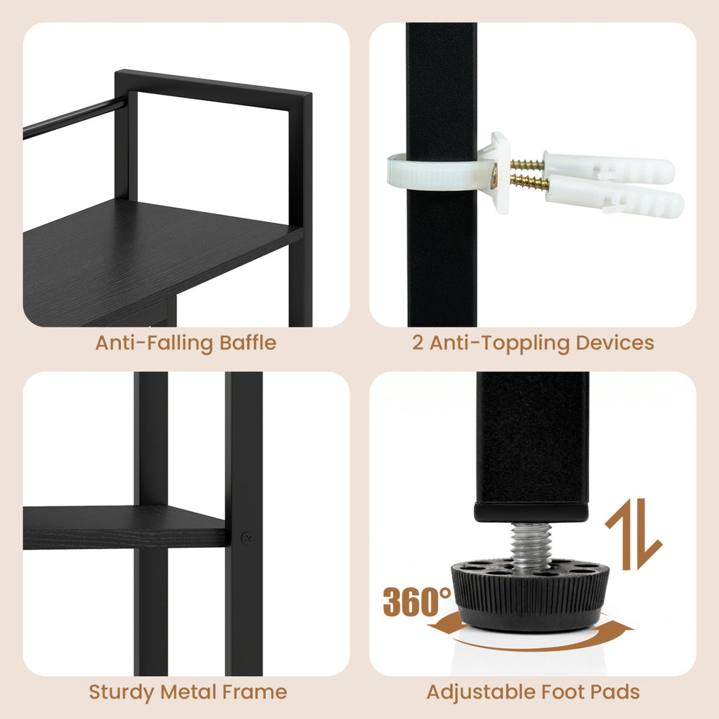 Desktop Bookshelf 38.5 inches W with Storage Display Rack for Home Office-Black