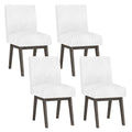 Set of 4 Channel Tufted Dining Chairs, White Flannel with Sprung 6 Inch Seats and Grey Wood Legs