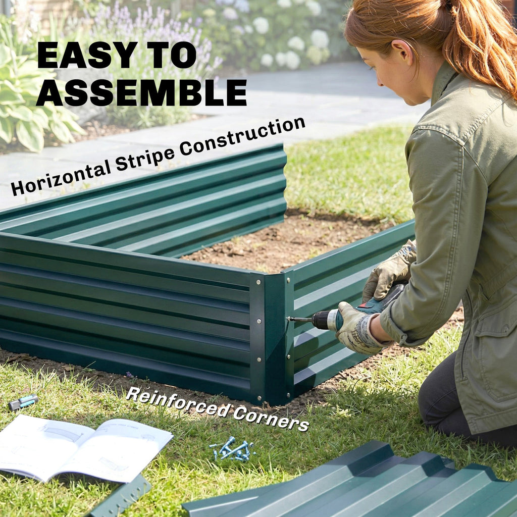 2 Tier Raised Garden Bed, 47" x 40" x 23" Galvanized Steel Planter Box for Vegetables, Flowers, and Herbs, Dark Grey
