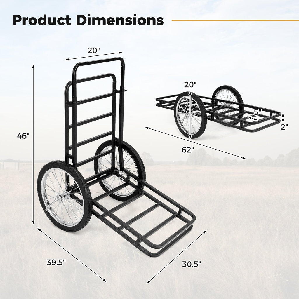 Double-Layer Deer Cart with 20 Inch Rubber Wheels