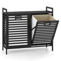 Double Tilt-out Laundry Hamper with 2 Removable Bins-Black