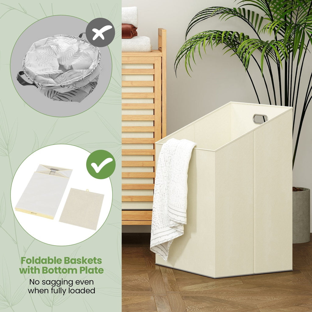 Double Tilt-out Laundry Hamper with 2 Removable Bins-Natural