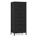 Dresser Nightstand with 4 Roomy Fabric Drawers and Metal Frame-Black
