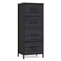 Dresser Nightstand with 4 Roomy Fabric Drawers and Metal Frame-Charcoal Black