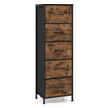 Dresser Nightstand with 5 Roomy Fabric Drawers for Bedroom-Rustic Brown