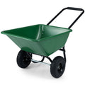 Dual-Wheel Wheelbarrow Garden Utility Cart with Pneumatic Tires-Green