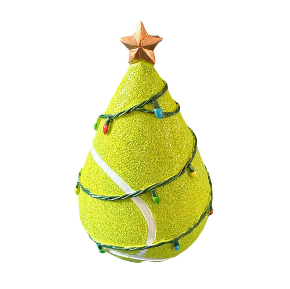 Sports Ball Christmas Tree Figurine - Resin Holiday Tabletop Decoration