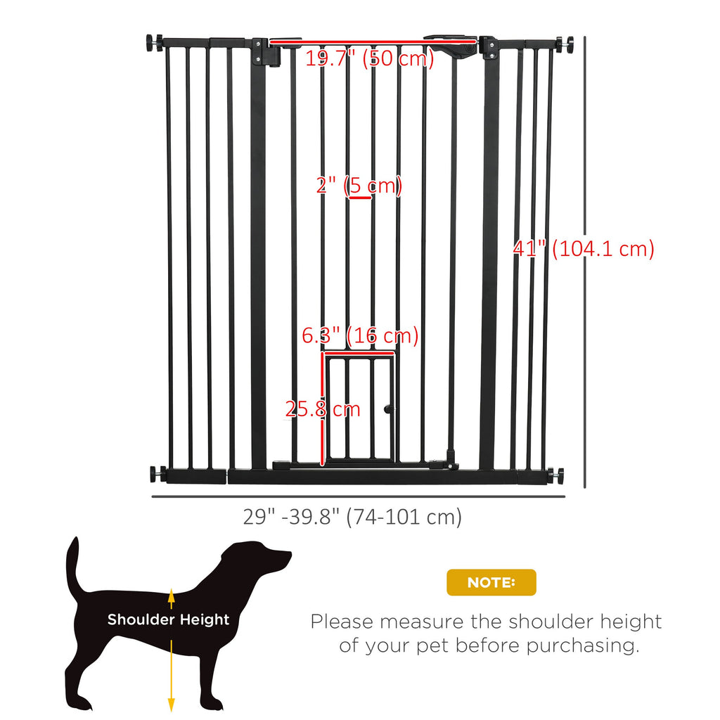 41" Easy Open Indoor Dog Gates for Doorways, House, Stair - Black