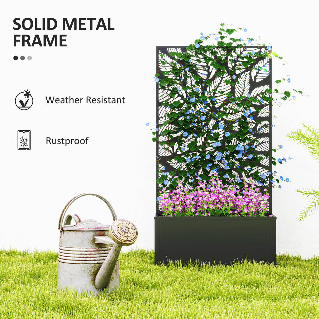 Metal Raised Garden Bed with Privacy Panel, Freestanding or Wall Mounted Outdoor Planter Box for Garden, Patio