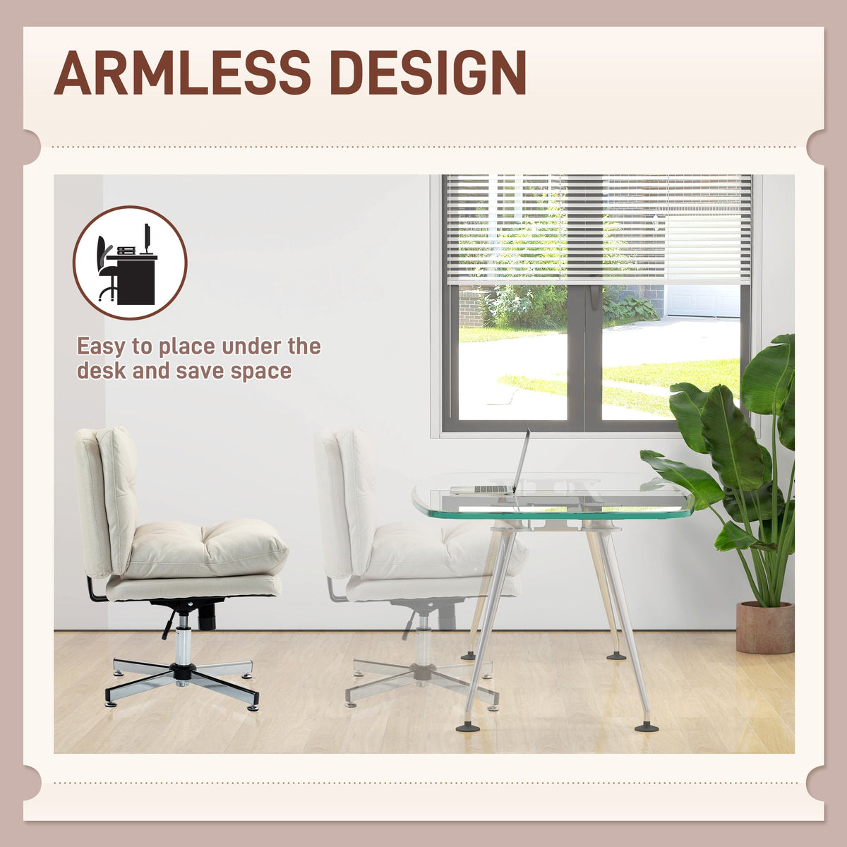 Armless Office Chair, Criss Cross Chair with Adjustable Height & Tilt Function for Home Office, Study, Grey