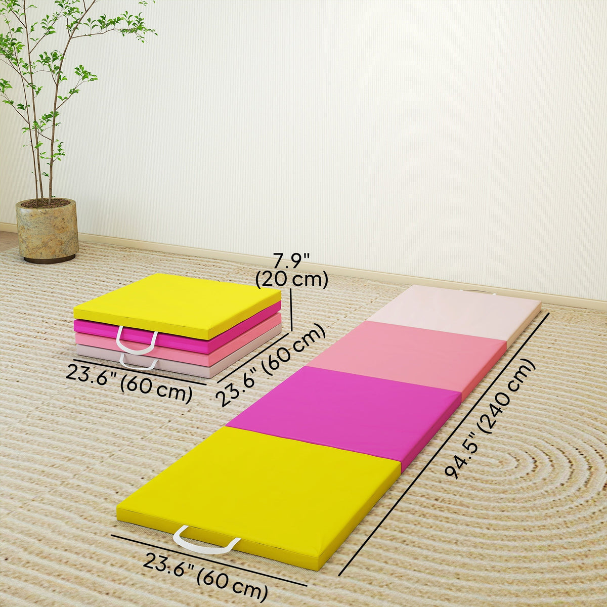 8ft Folding Gymnastics Mat, Thick Exercise Mat with Carry Handles for Home Gym Yoga Aerobics Fitness Training