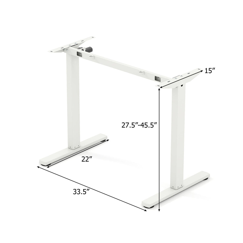 Electric Standing Desk Frame Height Adjustable Computer Desk Base with LED Display-White
