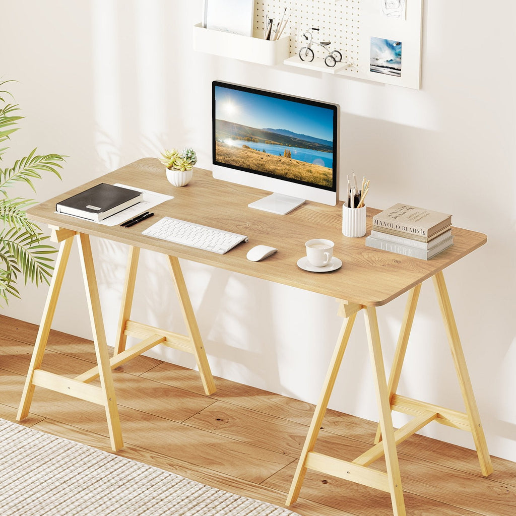 Electric Standing Desk with LED Display and 2 Memory Height Settings-Natural