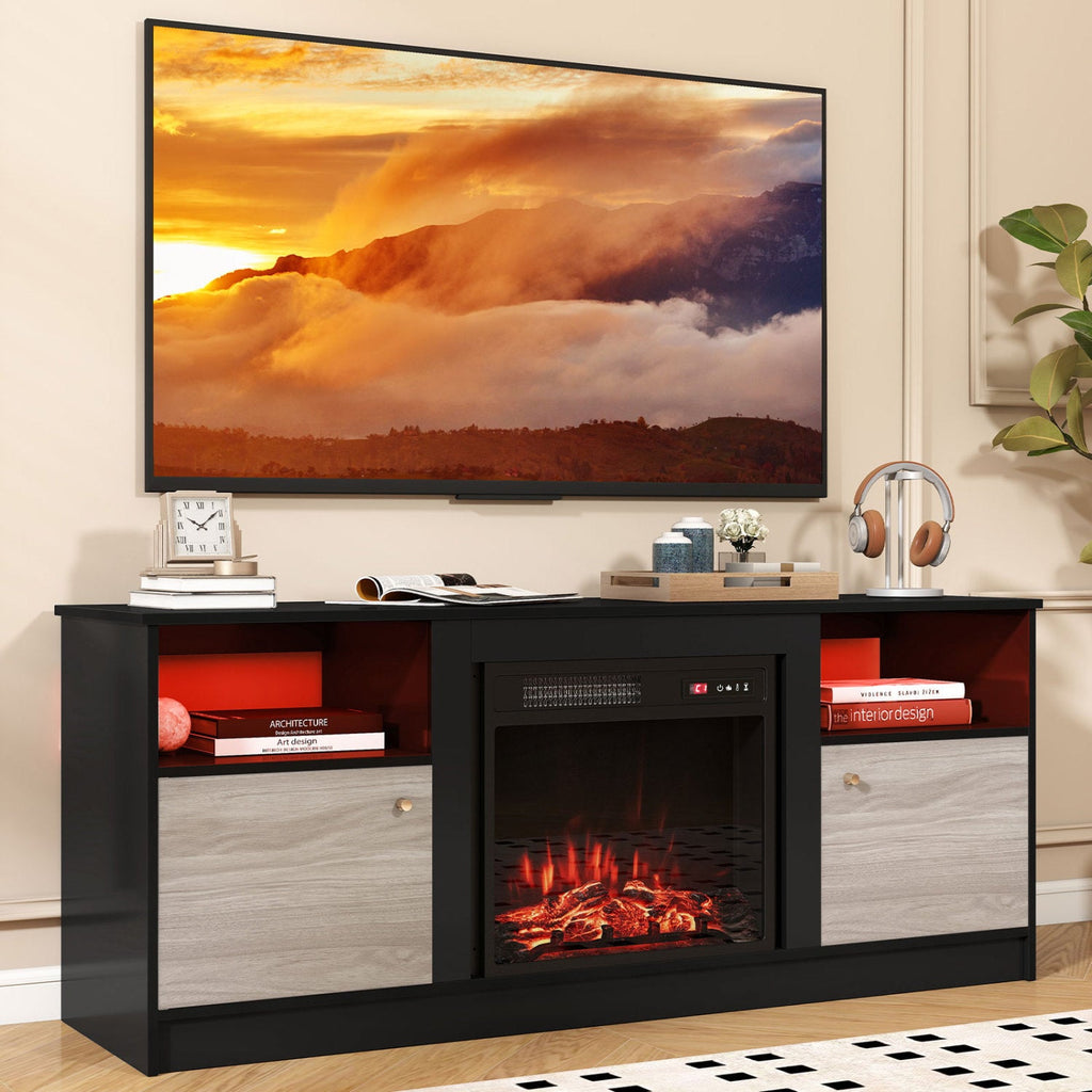 Entertainment Center with Adjustable Shelf & Open Compartment for 65” TVs-Style 1