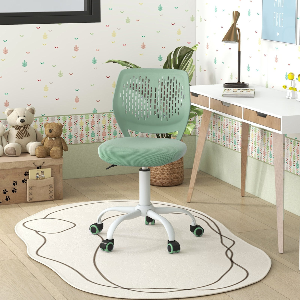 Ergonomic Children Study Chair with Adjustable Height-Green