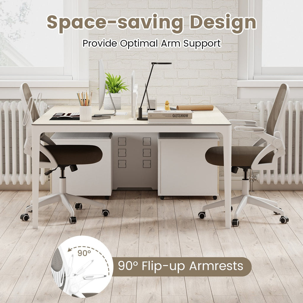 Ergonomic Computer Desk Chair with Lumbar Support and Flip-up Arms-Gray