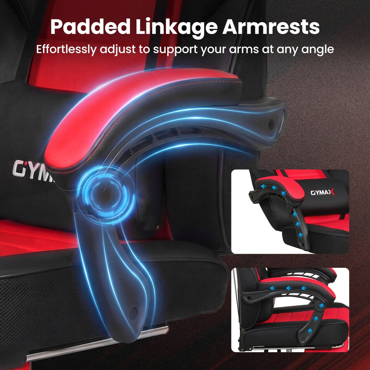 Ergonomic Video Game Chair with Headrest and Reclining Backrest-Red