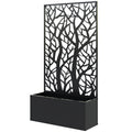 Metal Raised Garden Bed with Privacy Panel, Freestanding or Wall Mounted Outdoor Planter Box for Garden, Patio