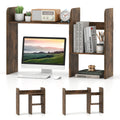 Expandable Desk Bookshelf with Open Cubes and Desktop Display Rack-Rustic Brown