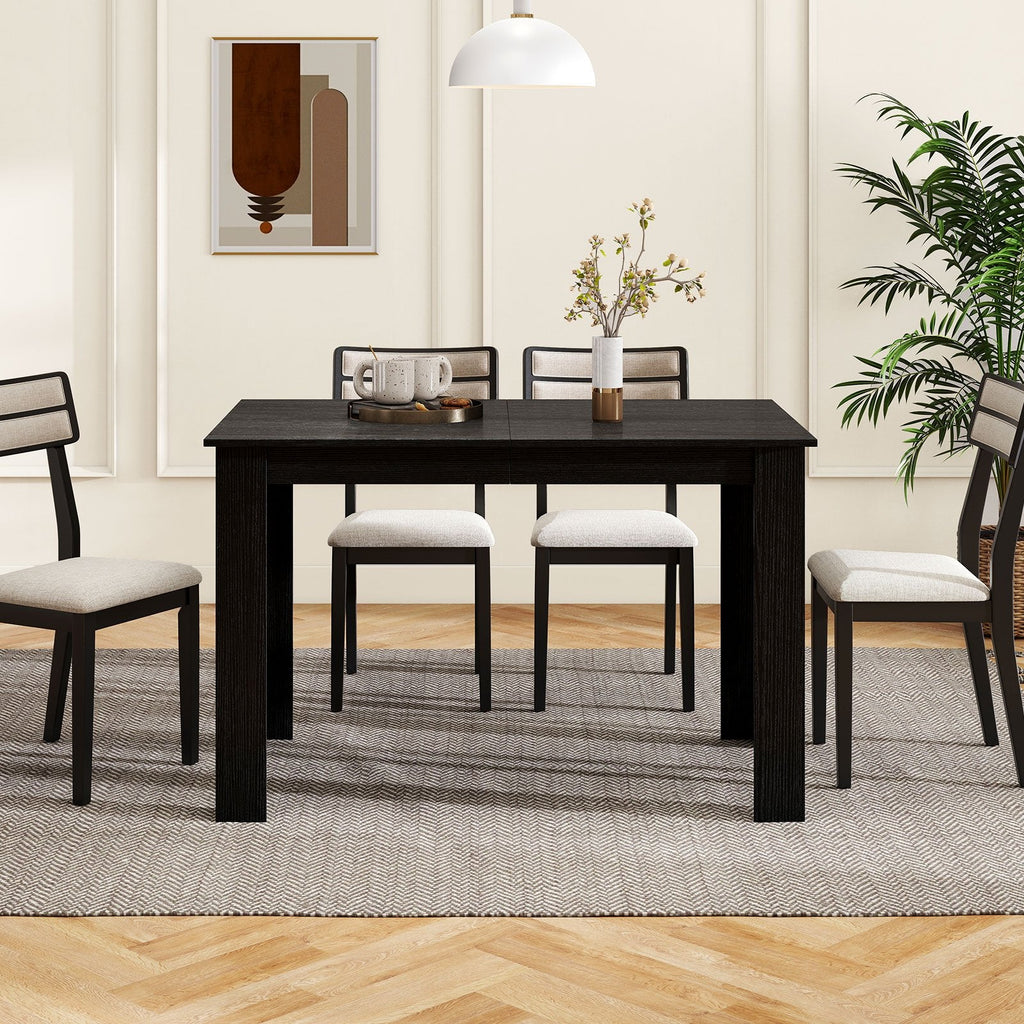 Extendable Dining Table for 4-8 People 47 inches-62 inches Large Rectangular Kitchen Table-Black