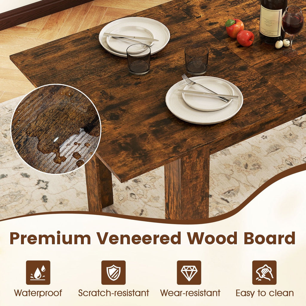 Extendable Dining Table for 4-8 People 47 inches-62 inches Large Rectangular Kitchen Table-Rustic Brown