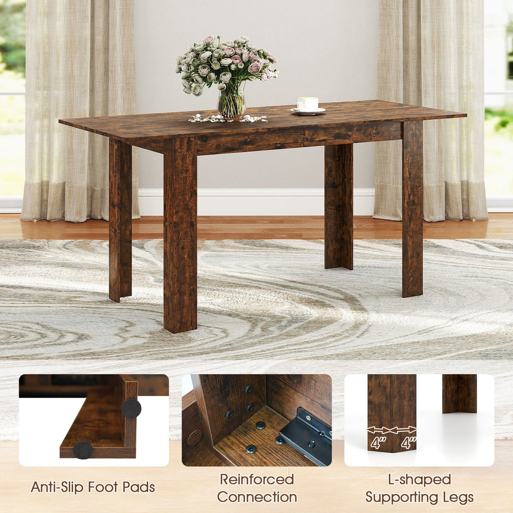 Extendable Dining Table for 4-8 People 47 inches-62 inches Large Rectangular Kitchen Table-Rustic Brown