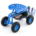 Extendable Handle Garden Cart Rolling Wagon Scooter-Blue