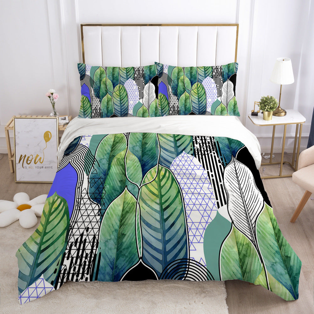 Nordic Spring Green Leaf Bedding Set