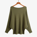 Women’s Halter Neck Batwing Knit Pullover Top – Stretchy Relaxed-Fit Casual Sweater