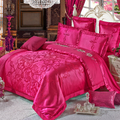 European Jacquard Satin Embroidered Bedding Set