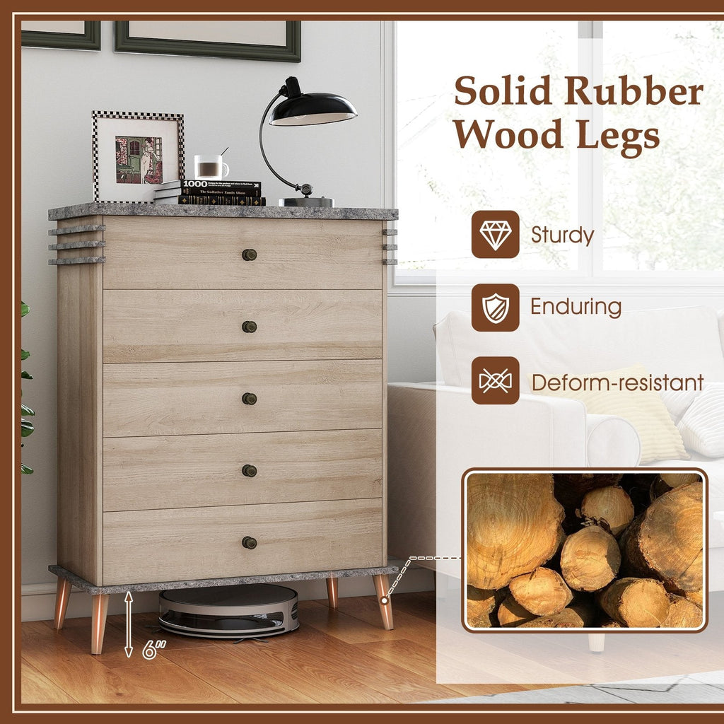 Farmhouse Chest Dresser of Drawers Tall Storage Organizer-Grey