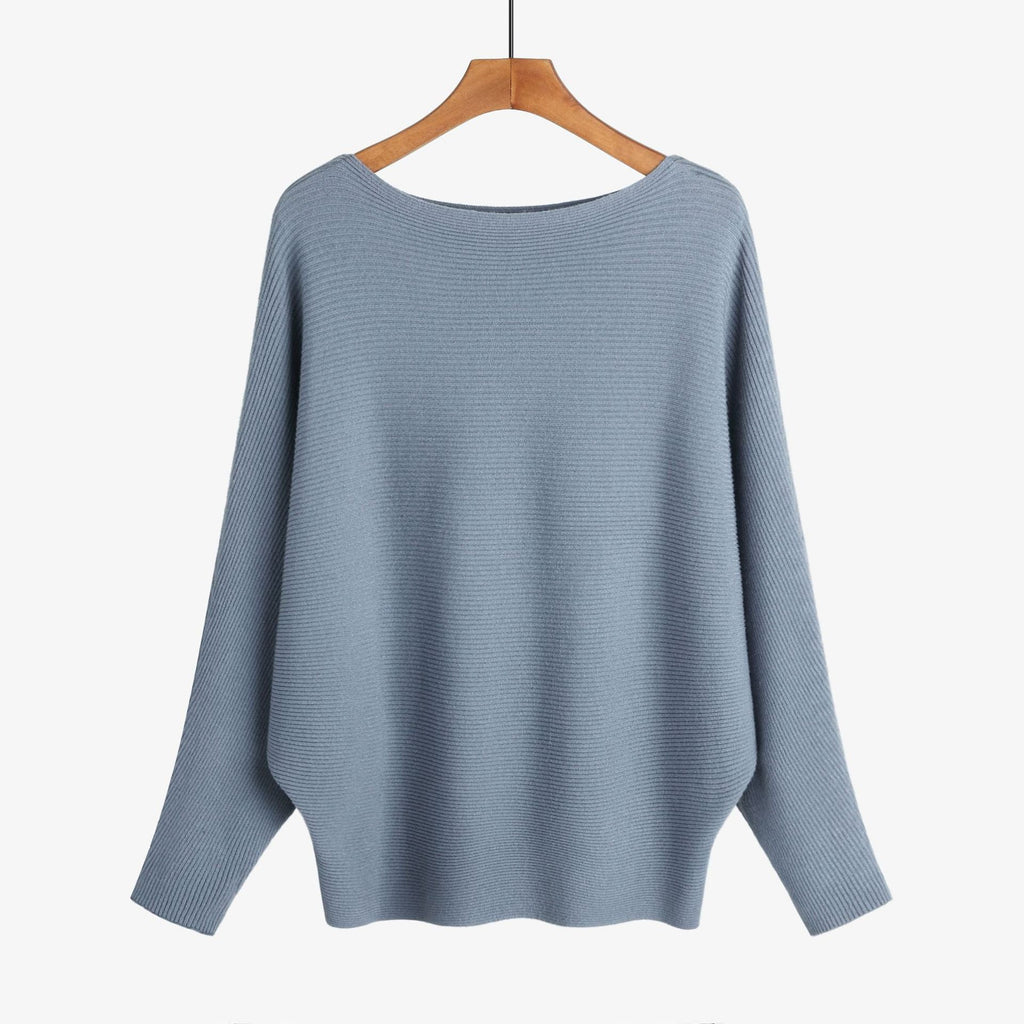 Women’s Halter Neck Batwing Knit Pullover Top – Stretchy Relaxed-Fit Casual Sweater